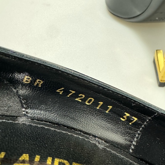 YSL Saint Laurent Opyum Point-Toe Patent Leather Pumps Heels Black Gold 37/US 7 - Picture 6 of 8